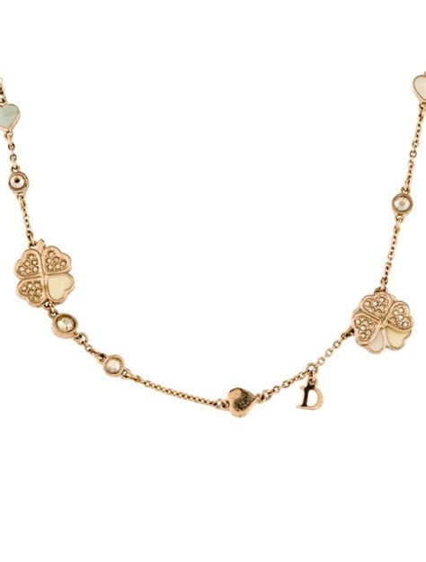 christian Dior clover chain necklace